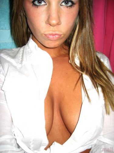 girl with big boobs in white shirt